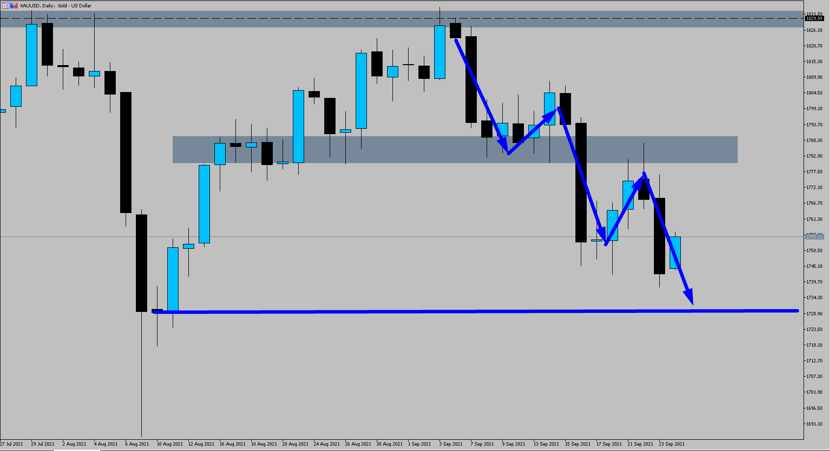 forex market wrap gold daily chart